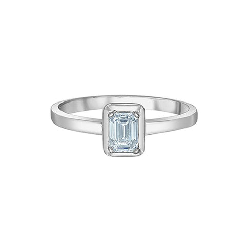 10K White Gold 0.50CT Lab Grown Diamond Emerald Cut Ring