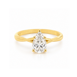 1.50CT Lab Diamond Pear Solitaire Ring with Infinity Shank in 14K Yellow Gold
