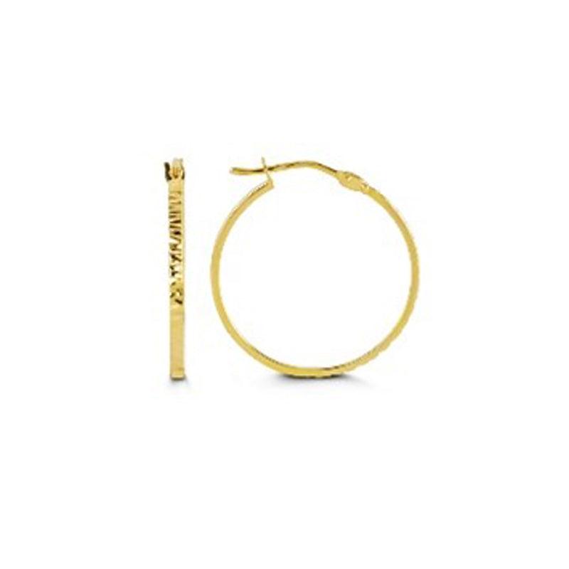 Diamond Cut Hoop Earrings in 10K Yellow Gold 