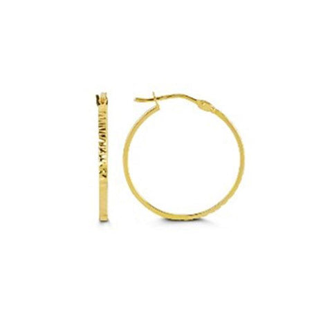 Diamond Cut Hoop Earrings in 10K Yellow Gold