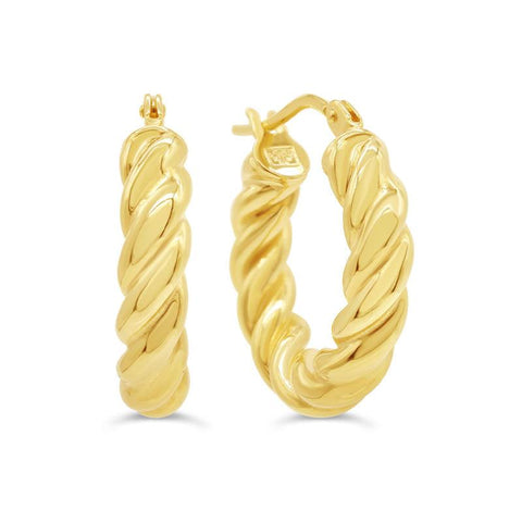 10K Yellow Gold Twisted Hoop Earrings