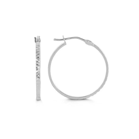 10 Karat White Gold Hoop Earrings