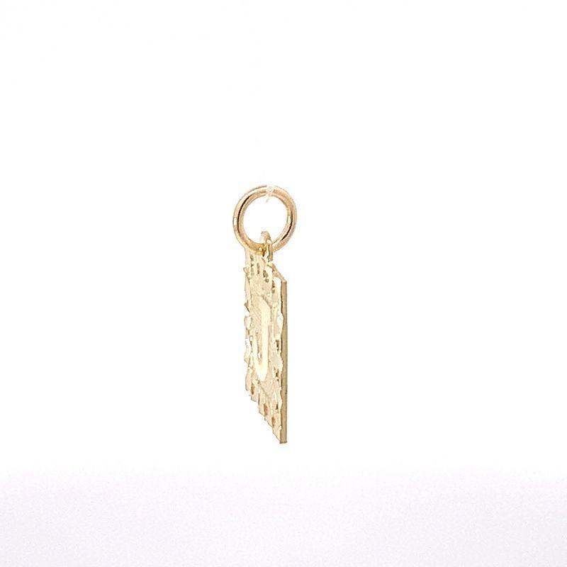 Initial Letter J Square Pendant in 10K Yellow Gold