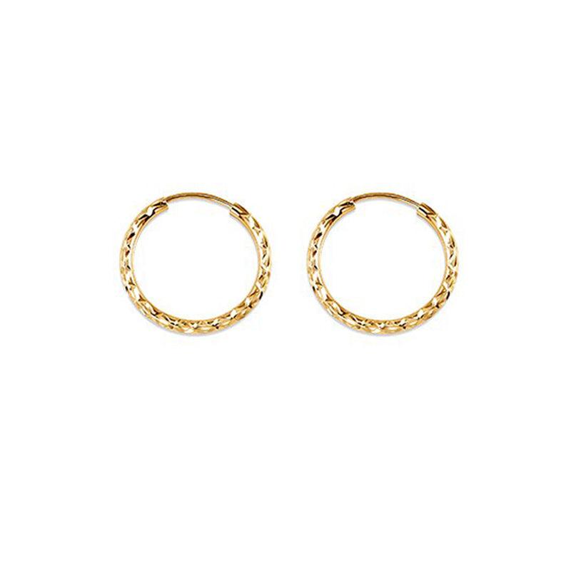 10K Yellow Gold 15MM Dazzles Hoop Earrings