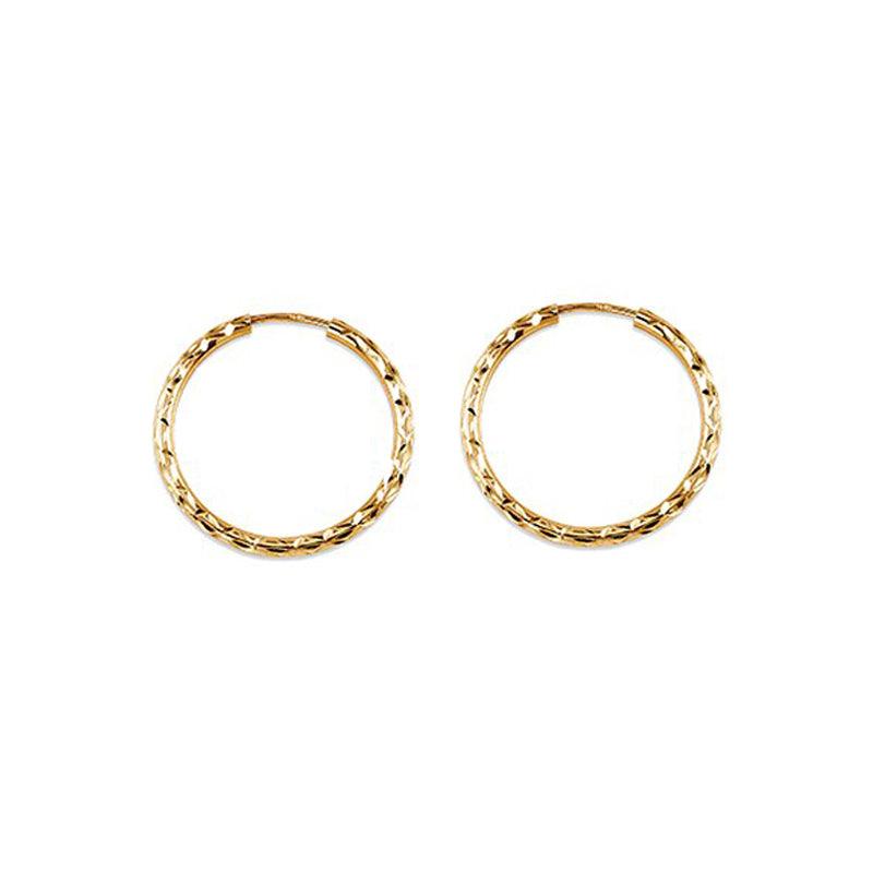 10K Yellow Gold 19MM Dazzles Hoop Earrings