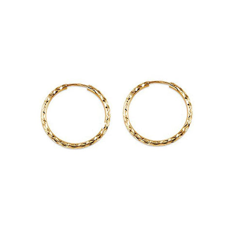 10K Yellow Gold 19MM Dazzles Hoop Earrings