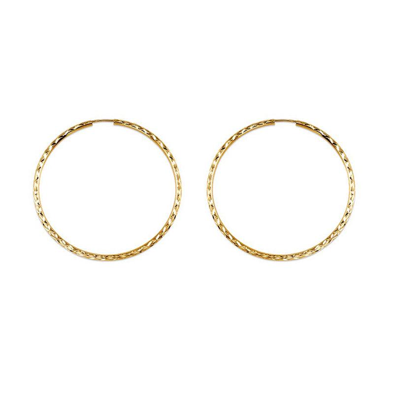 10K Yellow Gold 35MM Dazzles Hoop Earring