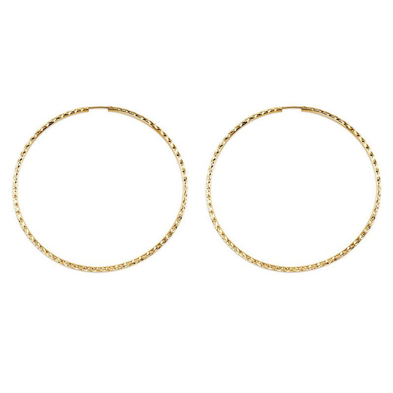 10K Yellow Gold 55MM Dazzles Hoop Earring