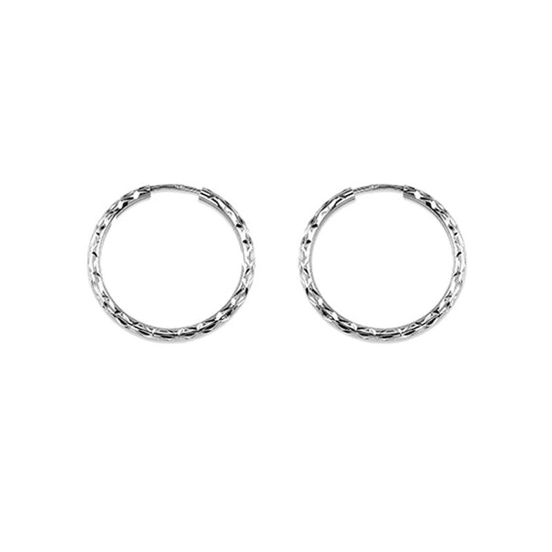 10K White Gold 19MM Dazzles Hoop Earrings