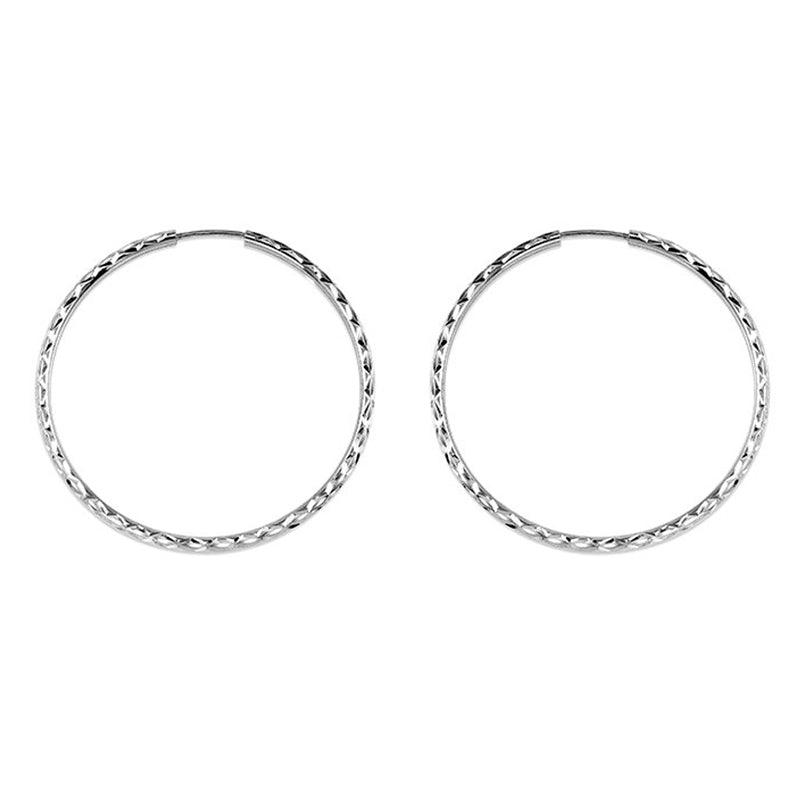 10K White Gold 30MM Dazzles Hoop Earrings