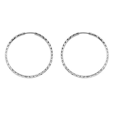 10K White Gold 30MM Dazzles Hoop Earrings