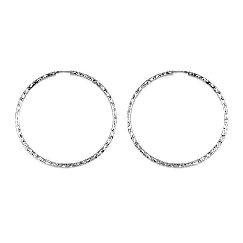 10K White Gold 35MM Dazzles Hoop Earring