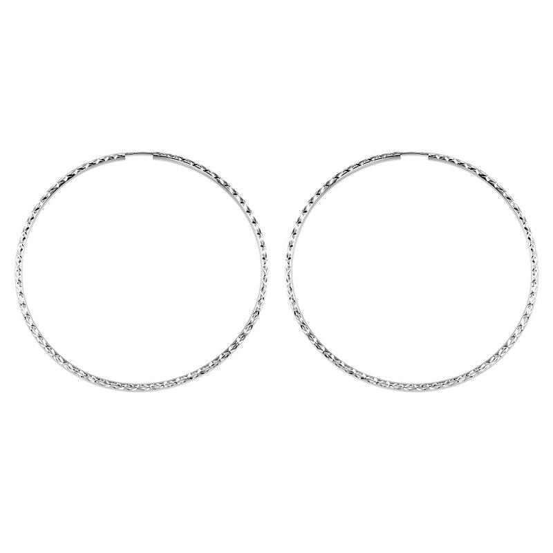 10K White Gold 55MM Dazzles Hoop Earrings