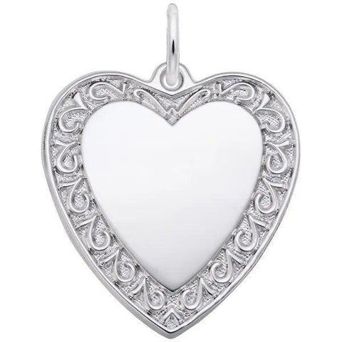 Scrolled Classic Sterling Silver Heart Charm