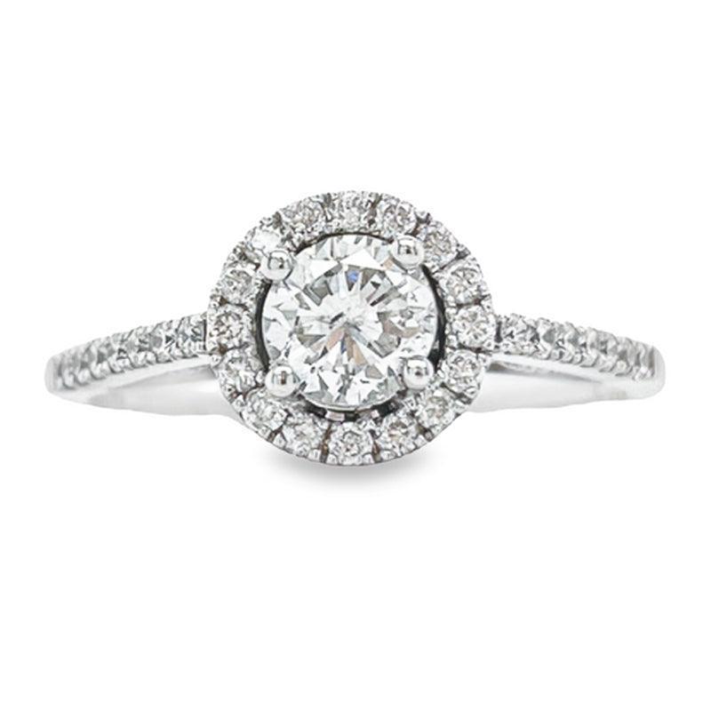 14K White Gold 0.67TDW, 0.42CT Center Diamond Engagement Ring