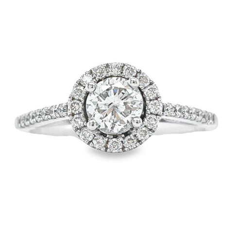 14K White Gold 0.67TDW, 0.42CT Center Diamond Engagement Ring