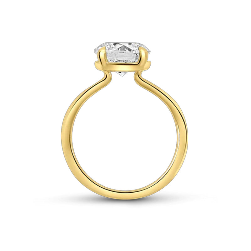 3.09 Carat Round Lab Grown Diamond Solitaire Ring in 14K Yellow Gold