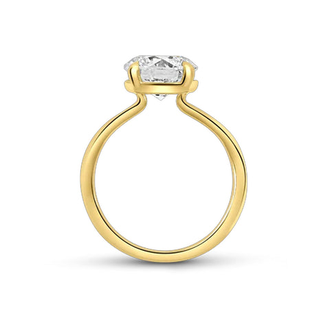 3.09 Carat Round Lab Grown Diamond Solitaire Ring in 14K Yellow Gold