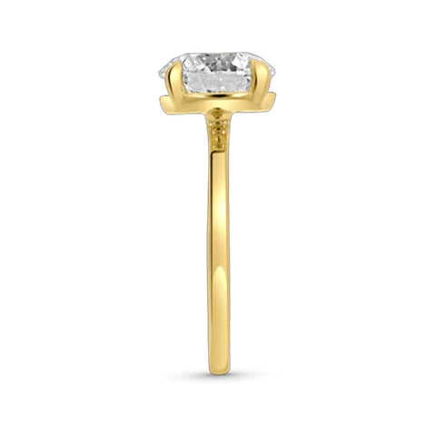 3.09 Carat Round Lab Grown Diamond Solitaire Ring in 14K Yellow Gold