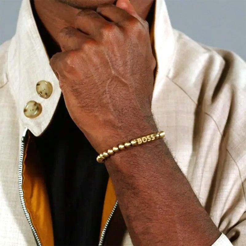 Hugo Boss Jewellery Men&#39;s Sphere Metal Collection Beaded Bracelet 1580666M 