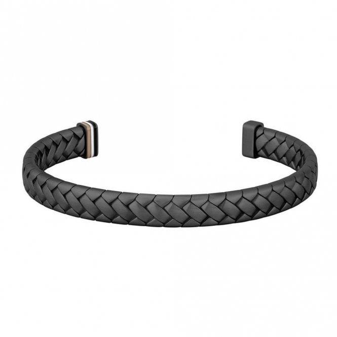 Hugo Boss Jewellery Men&#39;s Tailored Black Braided Bangle 1580673