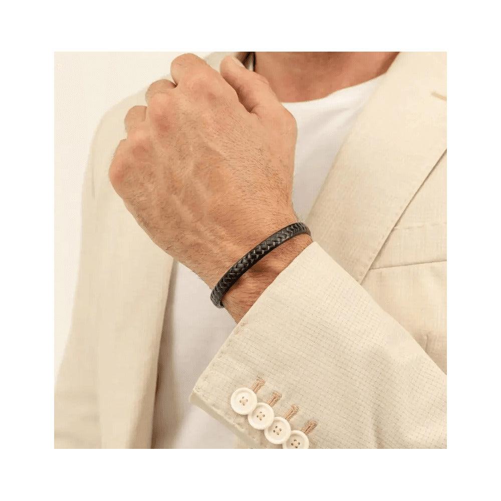 Hugo Boss Jewellery Men&#39;s Tailored Black Braided Bangle 1580673