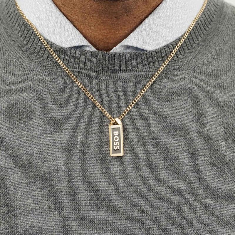 Hugo Boss Jewellery Men&#39;s Kassy Gold Plated Stainless Steel Necklace 1580678