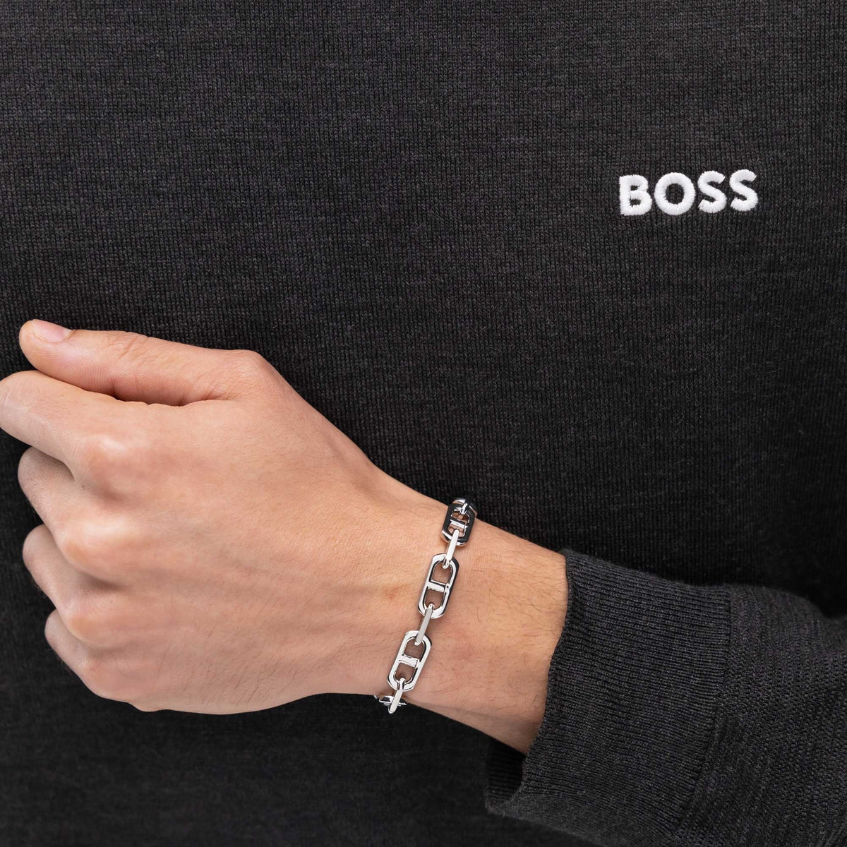Hugo Boss Jewellery Men&#39;s Kode Stainless Steel Anchor Link Bracelet 1580727M