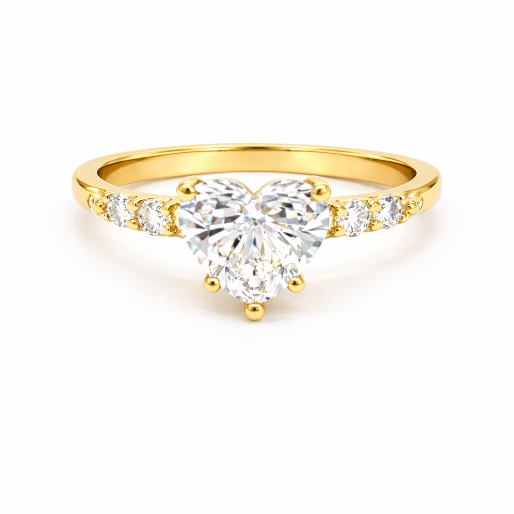 14K Yellow Gold 2.28 TDW Lab Grown Diamond Heart Engagement Ring