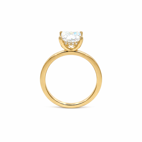 2.27 TDW Lab Grown Diamond 14K Yellow Gold Princess Solitaire Ring with Hidden Halo