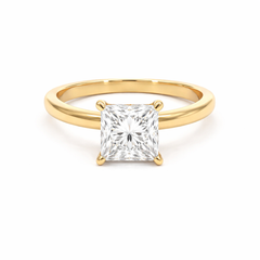 2.27 TDW Lab Grown Diamond 14K Yellow Gold Princess Solitaire Ring with Hidden Halo
