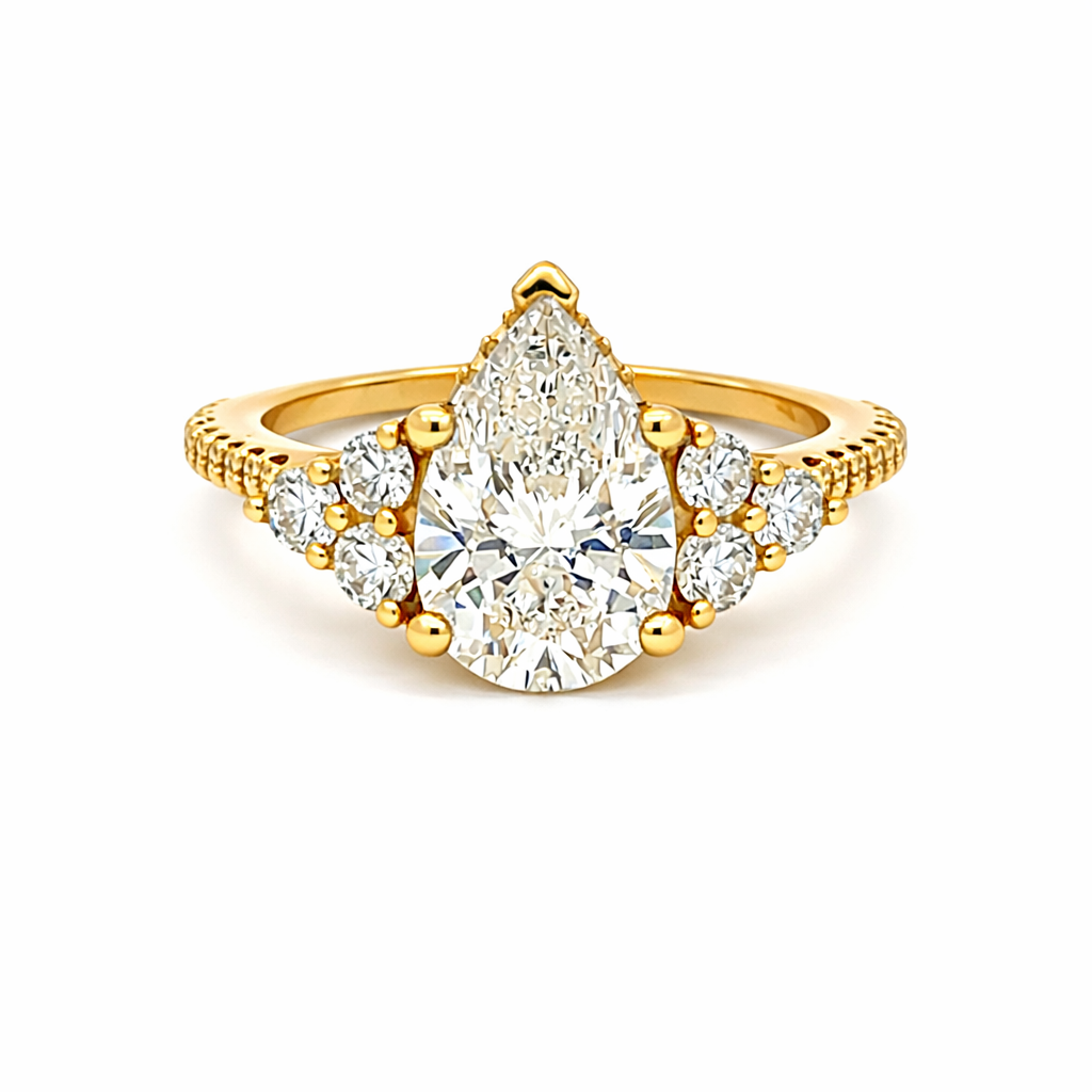 3.10 TDW Pear Lab Grown Diamond Engagement Ring