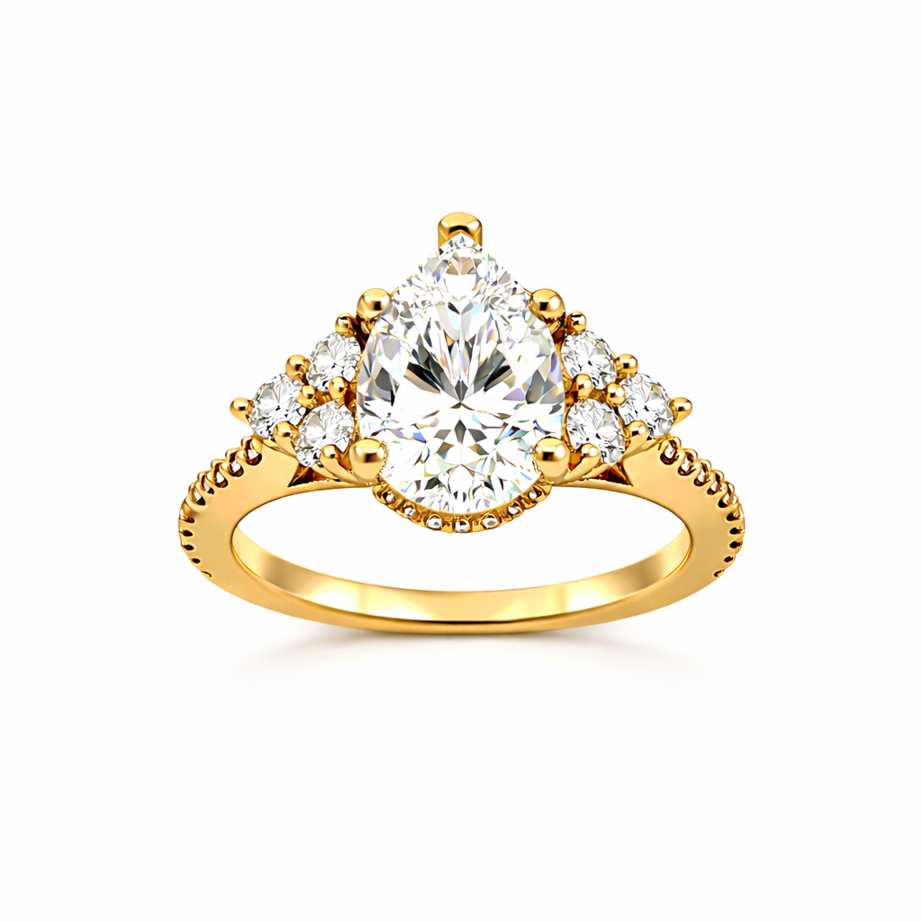 3.10 TDW Pear Lab Grown Diamond Engagement Ring