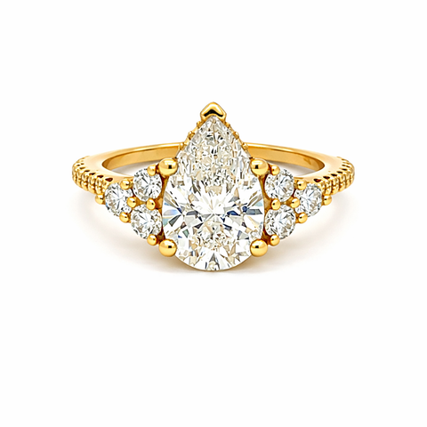 3.10 TDW Pear Lab Grown Diamond Engagement Ring