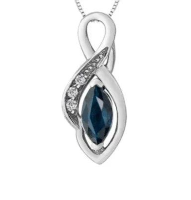 10K White Gold Sapphire Pendant 20009
