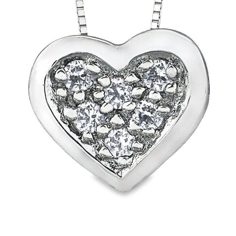 10K White Gold 0.05TDW Diamond Heart Pendant