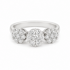 1.00CT Diamond Flower Ring in 14K White Gold