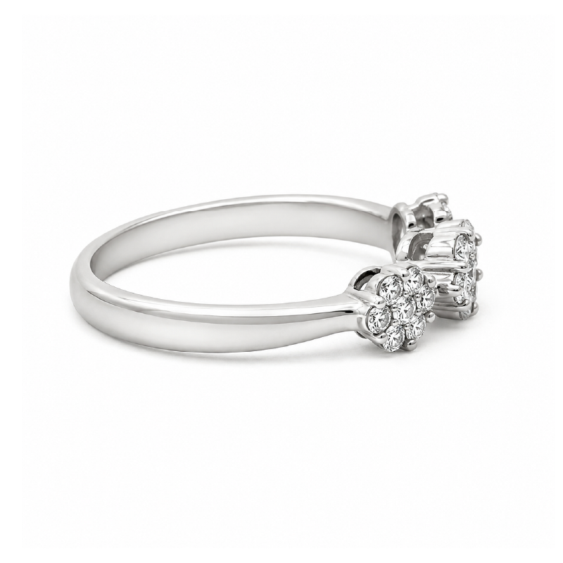 0.50CT Diamond Flower Ring in 14K White Gold