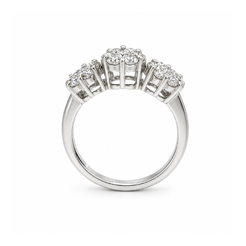 0.50CT Diamond Flower Ring in 14K White Gold 