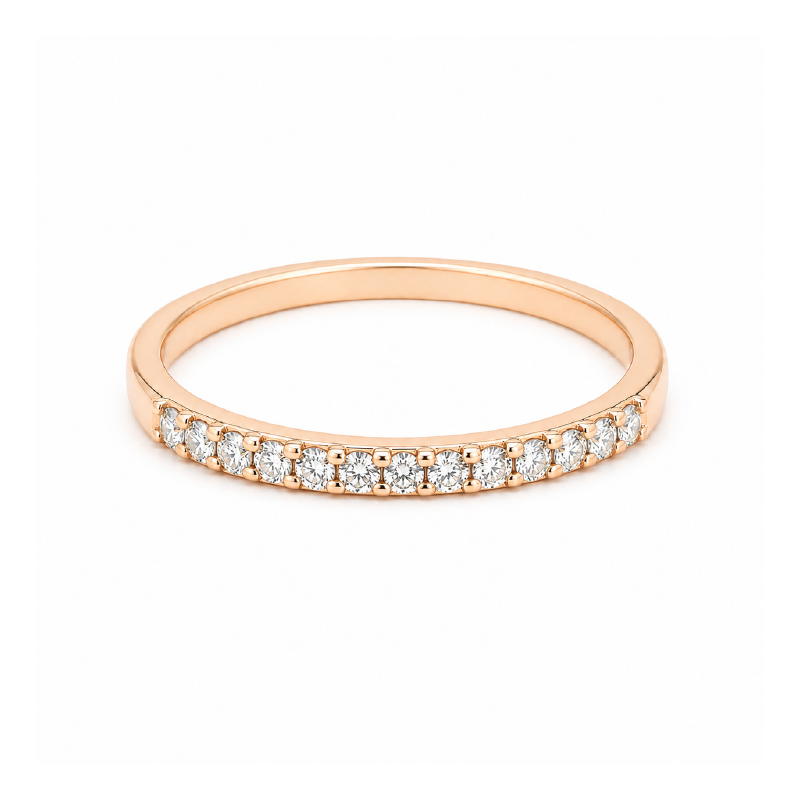 14K Rose Gold 0.15CT Diamond Wedding Band