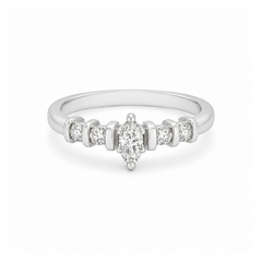 0.25CT Diamond 14K White Gold Marquise Bridal Ring