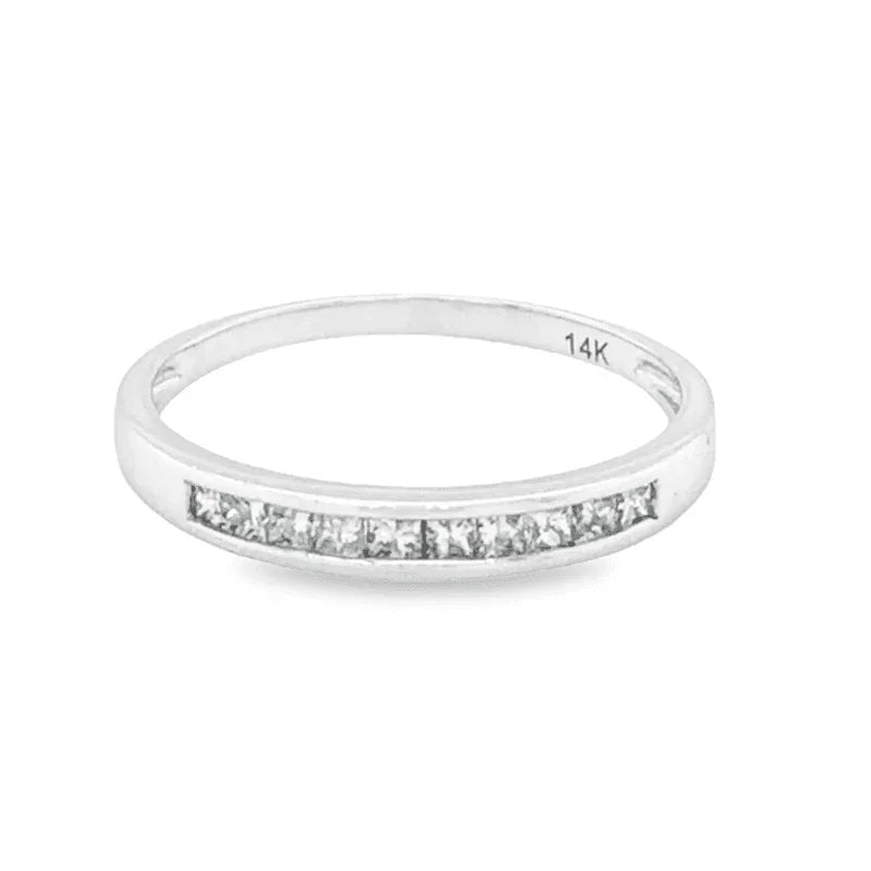 14K White Gold 0.25CT Princess Cut Diamond Wedding Band