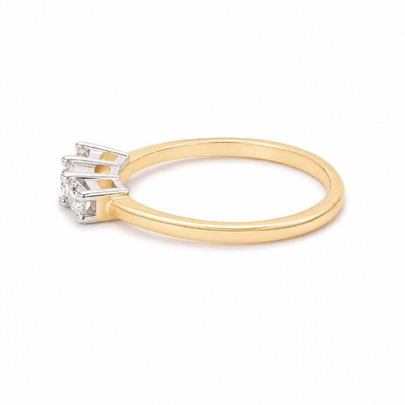 0.26CT Diamond 14K Yellow Gold Past Present &amp; Future Ring