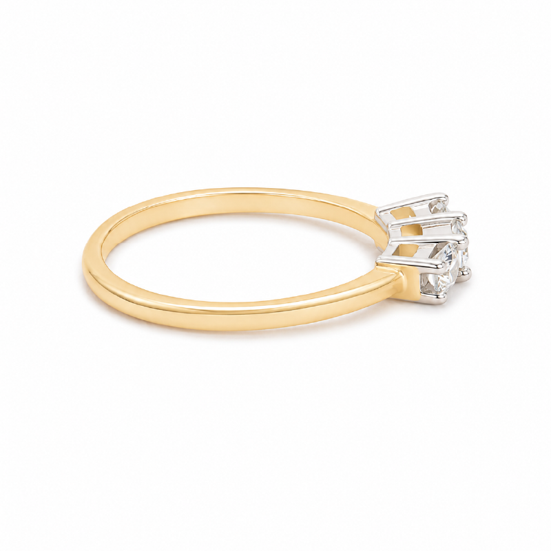 0.26CT Diamond 14K Yellow Gold Past Present &amp; Future Ring