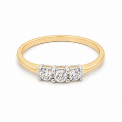 0.26CT Diamond 14K Yellow Gold Past Present & Future Ring