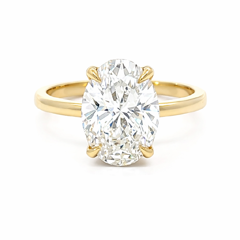 3.19 TDW Oval Lab-Grown Diamond Solitaire Ring in 14K Yellow Gold
