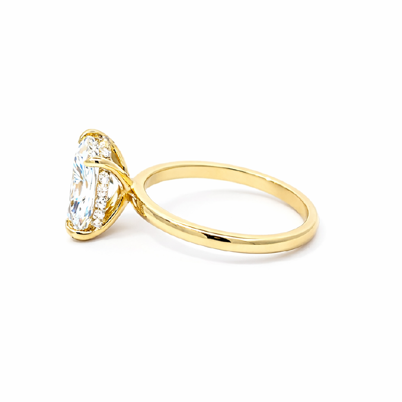 3.19 TDW Oval Lab-Grown Diamond Solitaire Ring in 14K Yellow Gold