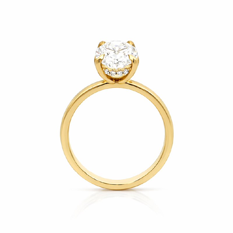 3.19 TDW Oval Lab-Grown Diamond Solitaire Ring in 14K Yellow Gold