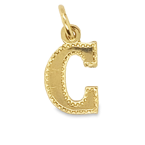 10K Yellow Gold Letter Initial C Pendant