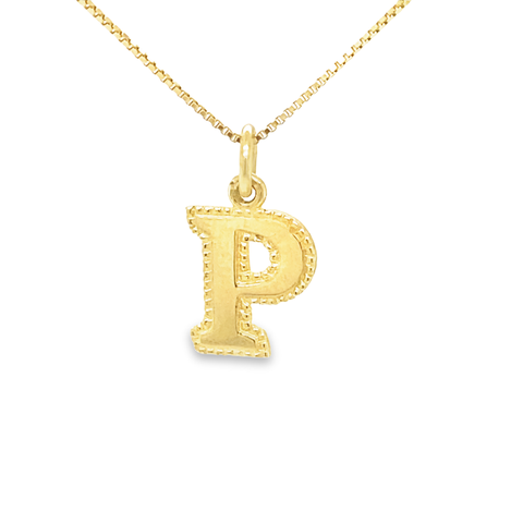 Solid 10K Yellow Gold Initial Letter P Pendant